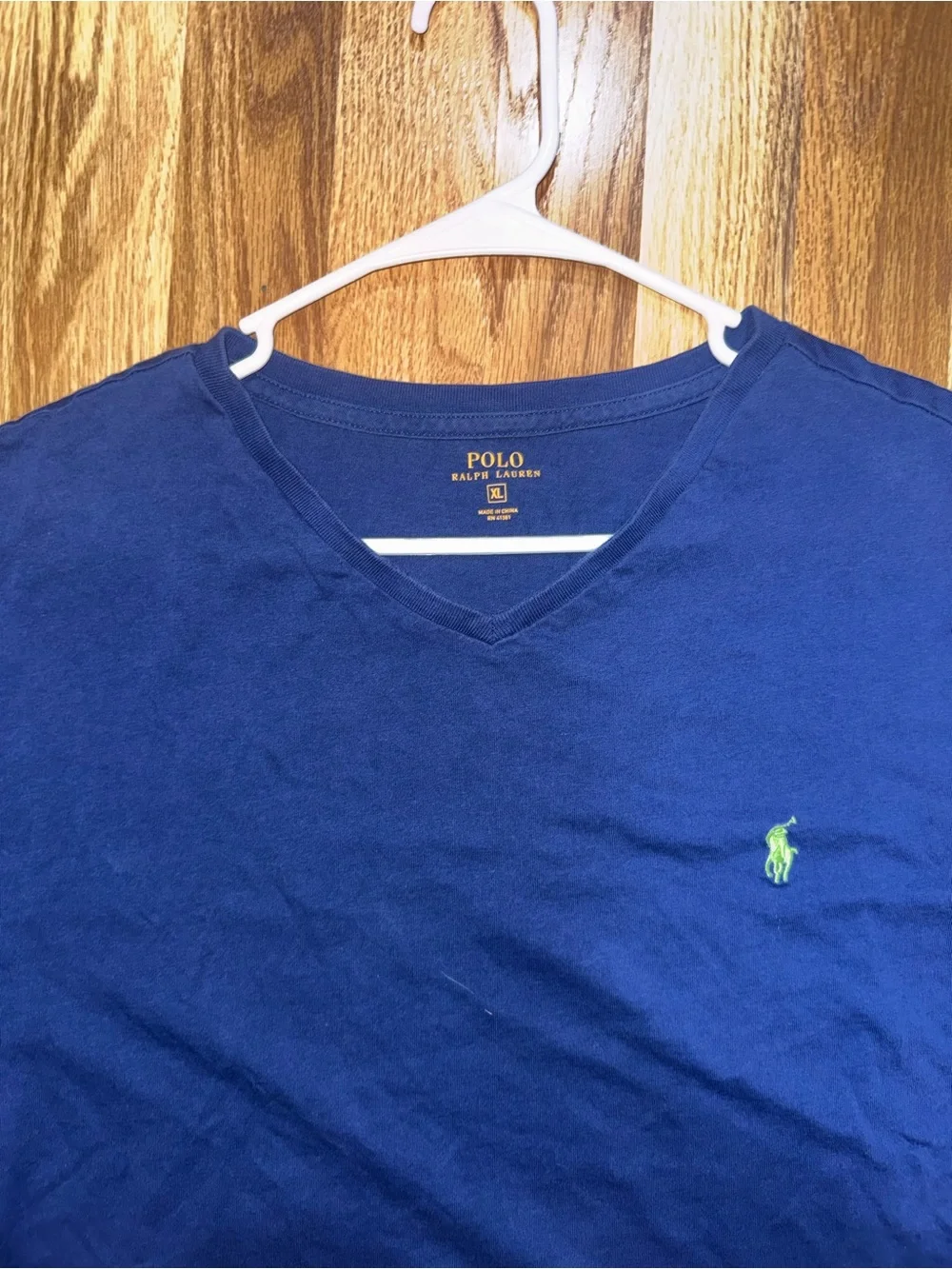 Polo Ralph Lauren Mens XL Blue V-Neck Long Sleeve Knit Cotton Logo T-Shirt